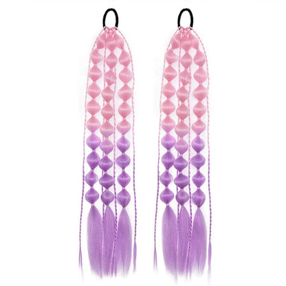 Lantern Bubble Ponytail Extension – 20" Ombre Twisted Braid with Elastic Band for Women