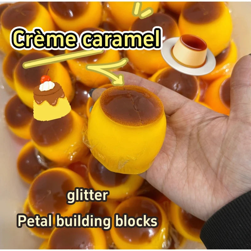 Pudding Squeeze Ball - Caramel Crunchy Handmade Squishy Fidget Toy for Stress Relief