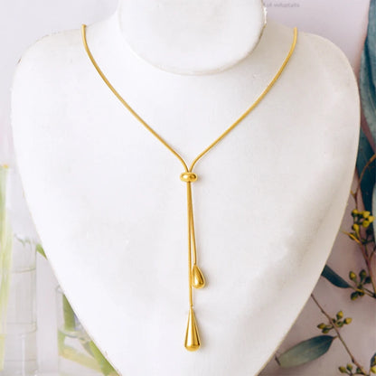 GANEMLY 316L Stainless Steel Water Drop Pendant Necklace – Trendy 18K Gold Plated Women’s Jewelry Gift
