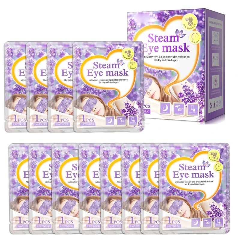 12-Pack Self-Heating Eye Masks – Disposable Lavender Moisturizing Heat Pads for Sleep & Daily Eye Care