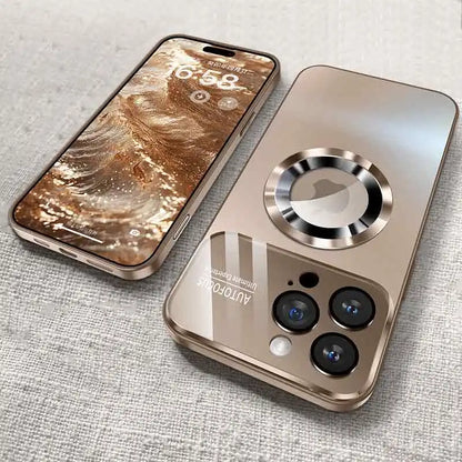 Luxury Glass MagSafe iPhone Case - Magnetic Wireless Charging Cover with Camera Protection & Shockproof Design