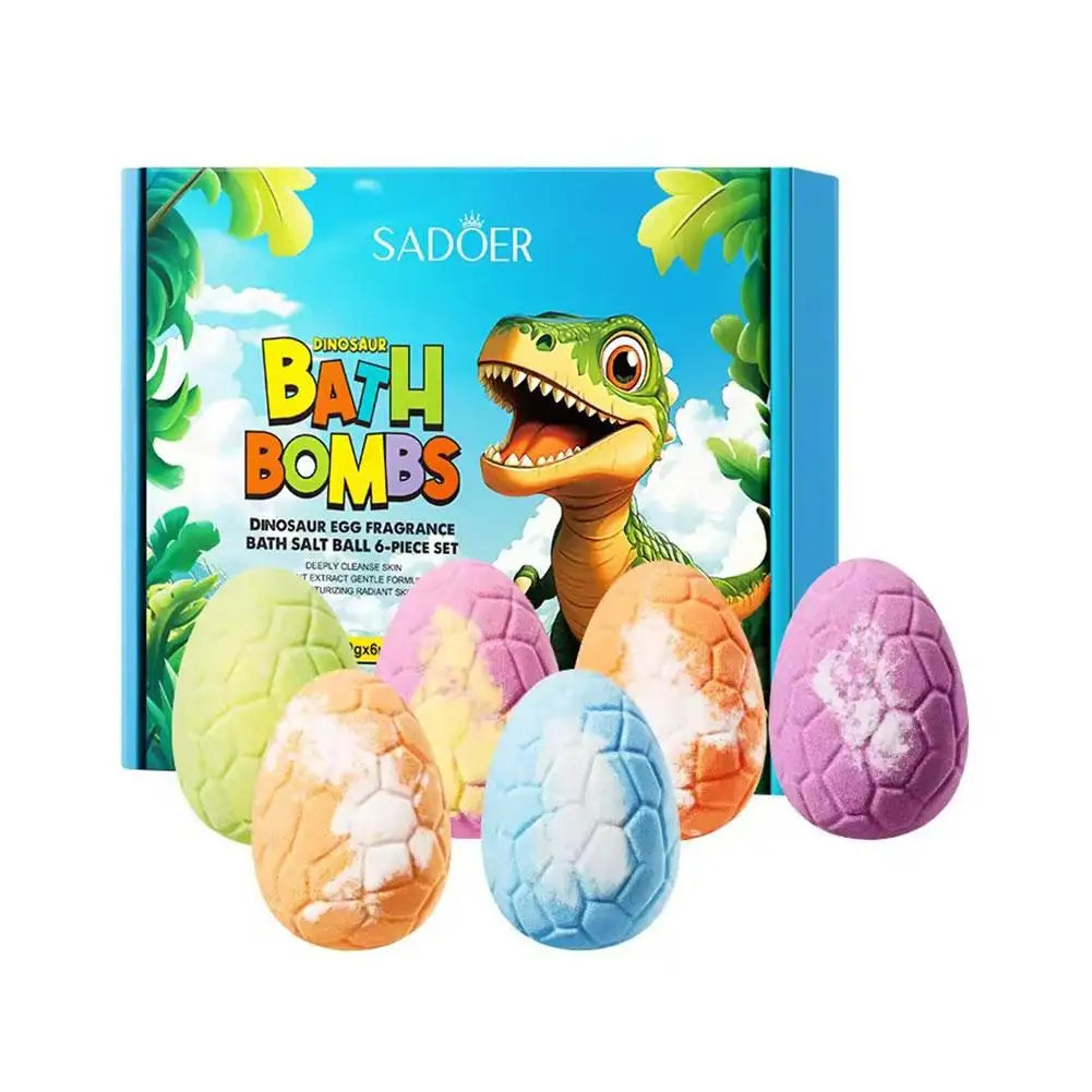 Kids Dinosaur Bath Bomb Set - 6PCS Fizzy Spa Eggs with Surprise Toys Inside for Fun Bath Time Gifts