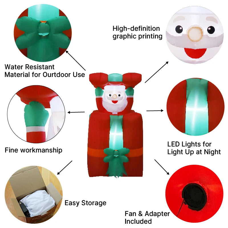 5FT (1.5M) Inflatable Christmas Santa Claus – Up & Down Outdoor Blow-Up Decoration for Xmas 2025 Party and Yard Decor