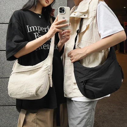 Trendy Women’s Soft Cloth Shoulder Bag | Solid Color Casual Crossbody & Hobo Bag for Students
