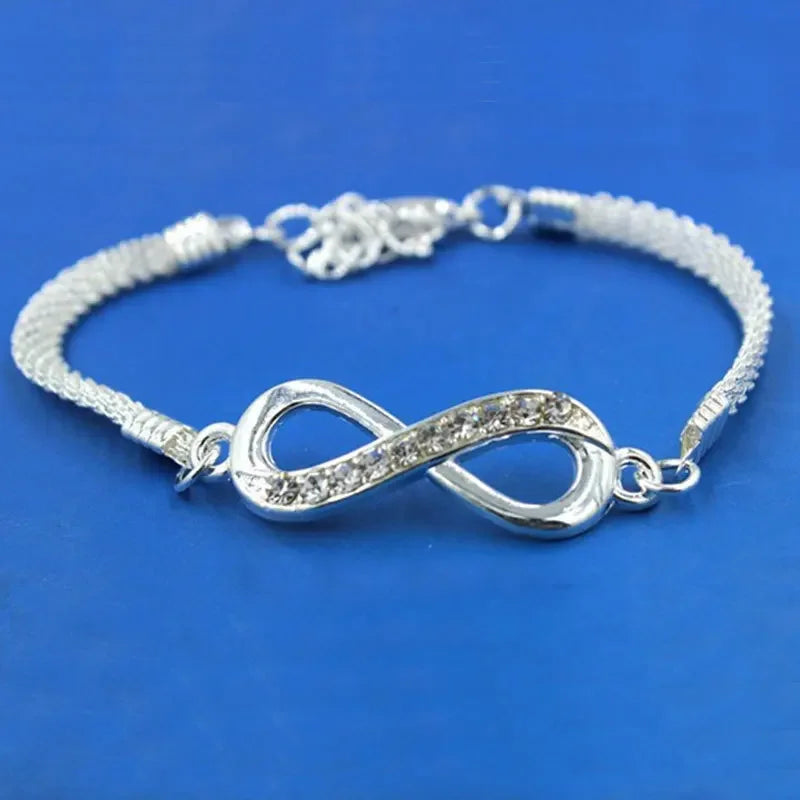 Rhinestone Infinity Bracelet: 8 Number Pendant Charm Couple Bracelets - Men's and Women's Jewelry for Lover, Friend, Women Gifts