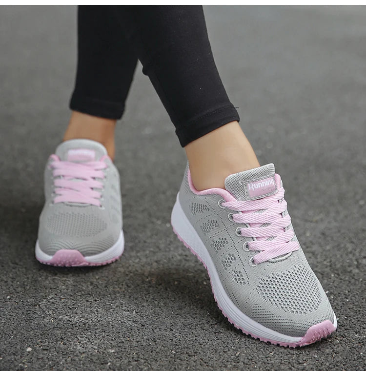 Women's Lightweight Lace-Up Flats – Fashionable Round Toe Nurse Sneakers, Comfortable Walking Shoes, Plus Size Available