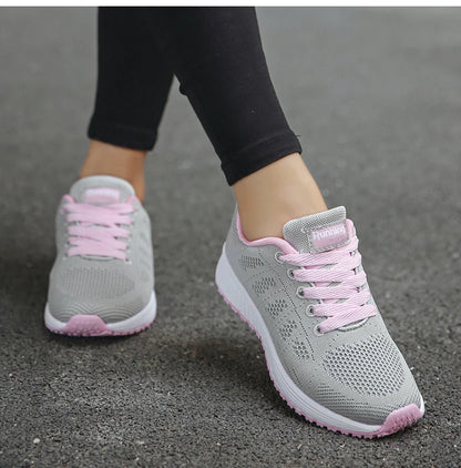 Women's Lightweight Lace-Up Flats – Fashionable Round Toe Nurse Sneakers, Comfortable Walking Shoes, Plus Size Available