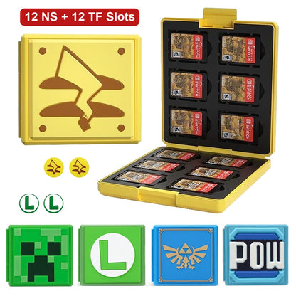 Switch Game Card Case for NS – Micro SD & OLED Cartridge Holder with 12 Game Card Storage