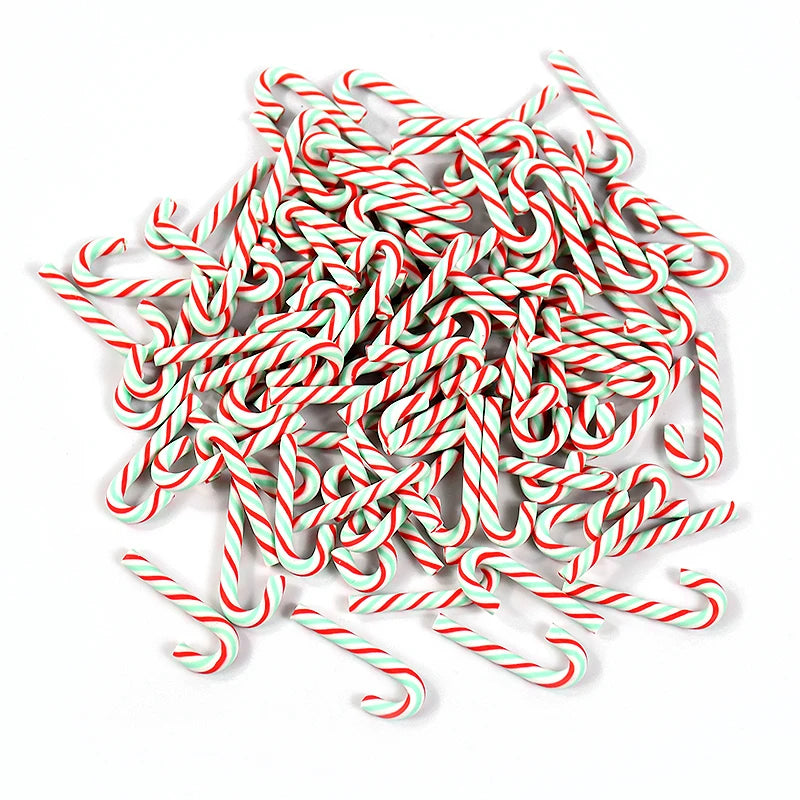 10/30/50pcs Mini Candy Cane Ornaments – Red & White Resin DIY Christmas Decorations for Home & New Year 2025