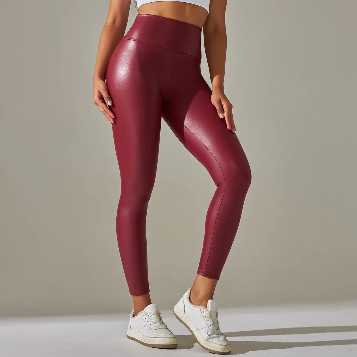 Women’s PU Leather Pants – Colorful High-Waist Slimming Leggings, Tight-Fit Yoga & Casual Wear