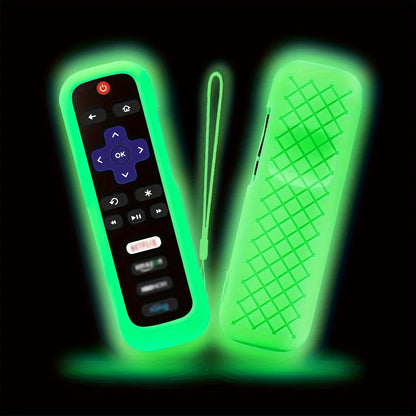 Luminous Silicone Remote Cover - Glow Protective Case with Rope for TCL Hisense Roku TV Remote Control