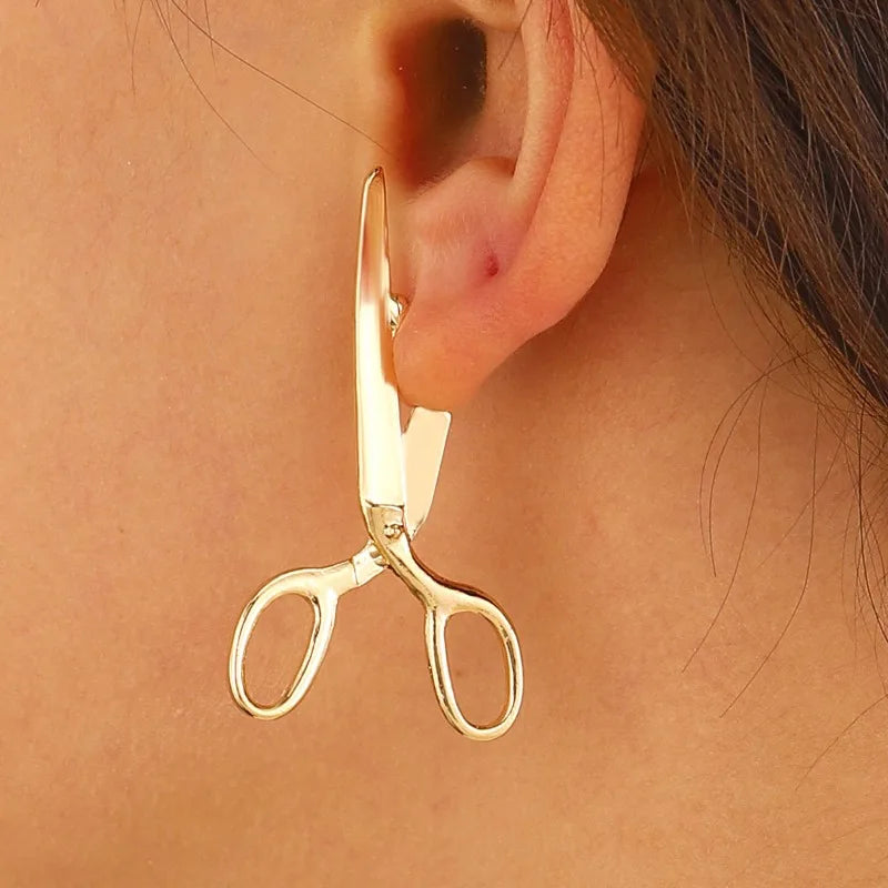 Retro Scissors Stud Earrings - Creative Hip Hop Style Women’s Party Fashion Jewelry Gift