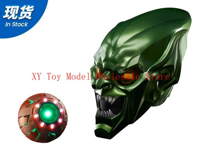 Green Goblin Anime Helmet Toy – Creative Cartoon Figure Ornament for Boys, Fun Collectible Birthday Gift for Classmates