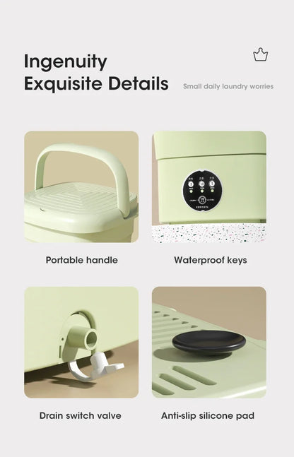 Portable Mini Washing Machine – 4.5L Washer for Socks, Underwear & Panties, Travel & Dorm Use, EU/US/UK/AU Plug