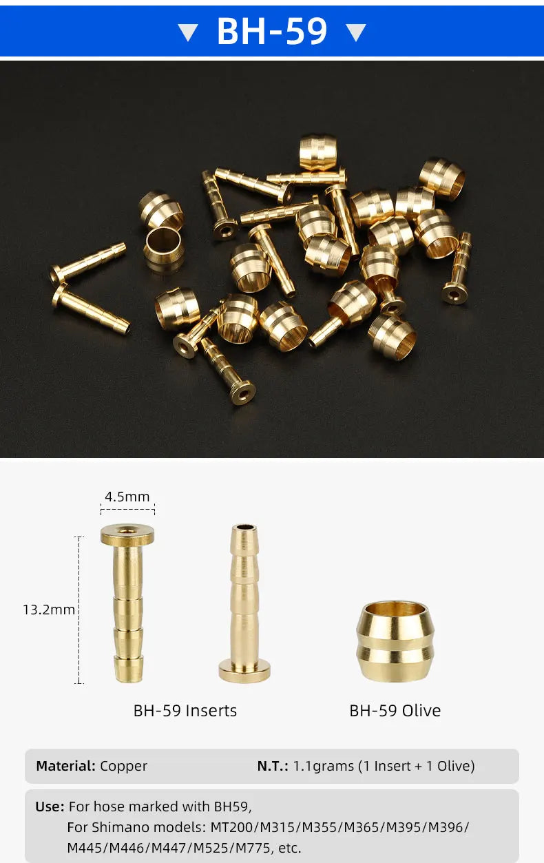 50pcs Bicycle Brake Olives & Inserts – Hydraulic Connector Replacements for SHIMANO BH90/BH59, SRAM, Magura, Tektro