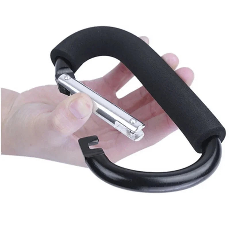 Heavy Duty Stroller Hooks - Foam Handle Carabiner Clips with D-Ring Snap for Bags, Groceries & Organizer Storage