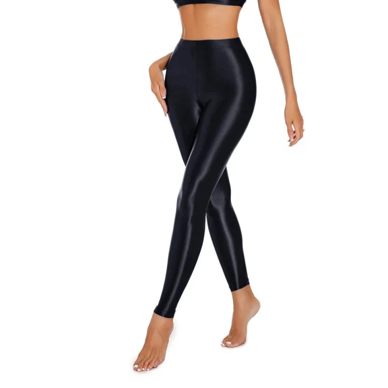 100D Satin Leggings – Plus Size Footless Shiny Shaping Pantyhose, Open & Closed Crotch Skinny Tights for Spring & Autumn
