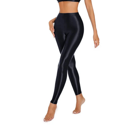 100D Satin Leggings – Plus Size Footless Shiny Shaping Pantyhose, Open & Closed Crotch Skinny Tights for Spring & Autumn