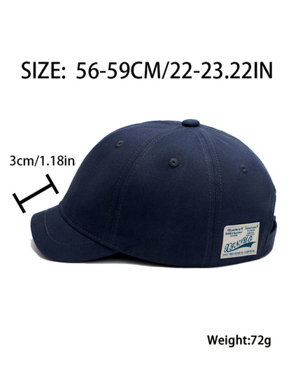 Casual Short Brim Cotton Baseball Cap - Adjustable Vintage Dad Hat for Men and Women, Low Profile Trucker Style