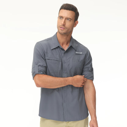 Men's UPF 50+ Fishing Shirt – Lightweight Long Sleeve Sun Protection Shirt with Breathable Mesh Back