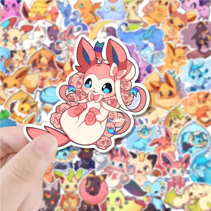 10/30/50PCS Cute Pokémon Anime Stickers - Kawaii Pikachu and Eevee Cartoon Decals for Phones, Water Bottles, Notebooks, and DIY Crafts