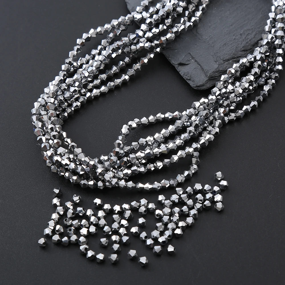 3/4mm Crystal Bicone Glass Beads - White Loose Faceted Beads for DIY Bracelets, Earrings & Jewelry Making