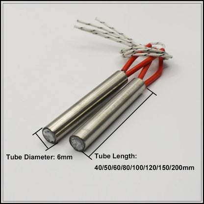 5pcs 220V Stainless Steel Cartridge Heaters - 6mm Tube Heating Elements 80W-300W Custom Sizes