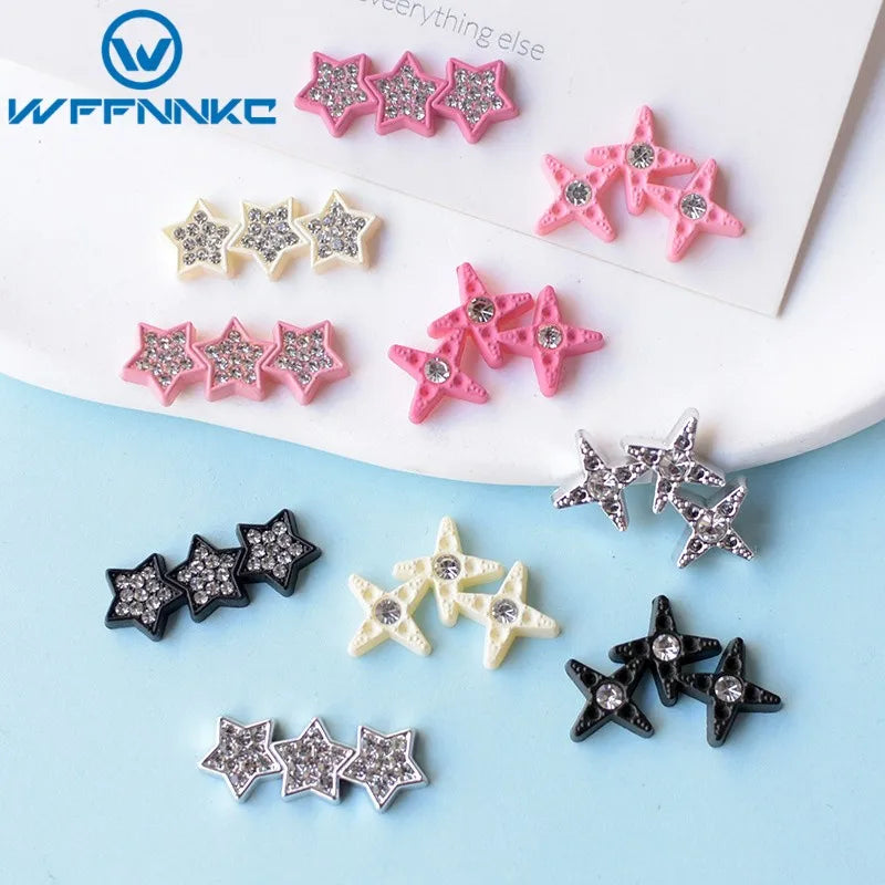 WFFNNKC 10Pcs Kawaii Rhinestone Star Flatback Resin DIY Accessories – Wedding, Scrapbooking, Hairpin, Jewelry & Brooch Decor