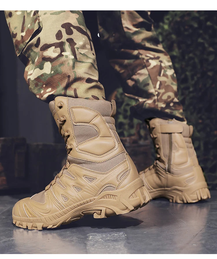 Special Forces Desert Combat Boots - Men's Tall Wear-Resistant Tactical, Waterproof Training & Outdoor Mountaineering Sports Boots