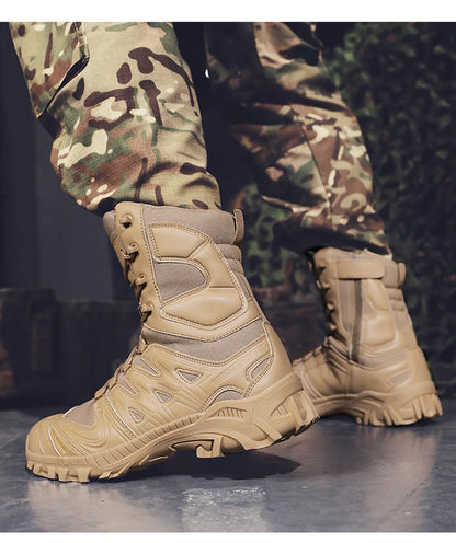 Special Forces Desert Combat Boots - Men's Tall Wear-Resistant Tactical, Waterproof Training & Outdoor Mountaineering Sports Boots