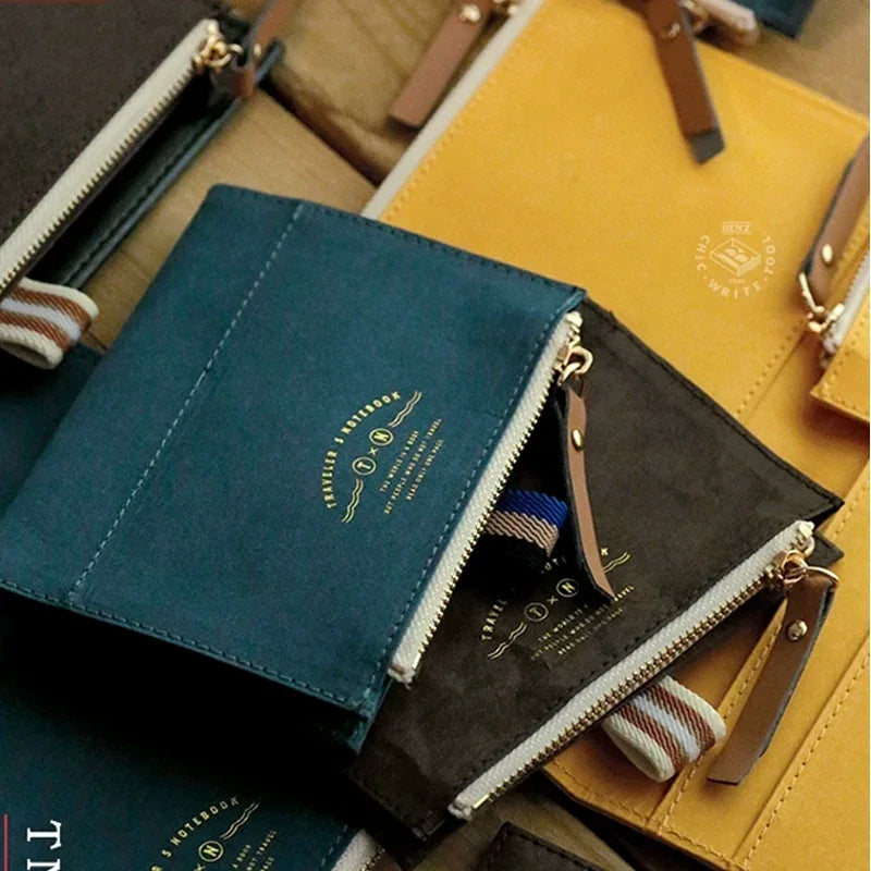 Fromthenon Travel Notebook with Special Paper – Washable Zipper Storage Bag, Pen Case & Stationery Organizer Supplies