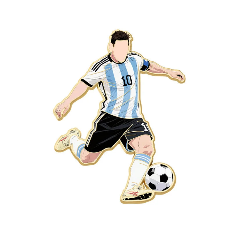 Football Enamel Pin Set - 1-4 Piece Soccer Star Athlete Lapel Badges for Backpacks & Fans