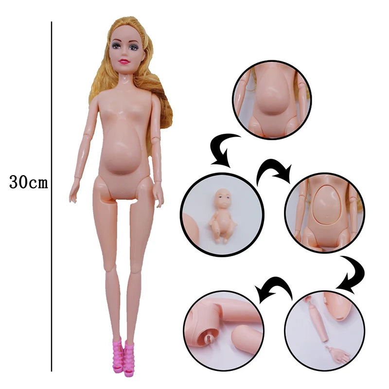 Educational Pregnant Doll Toy for Children – Includes Two Babies, Random Shoes & Fashion Clothes, Gift for Girls Games