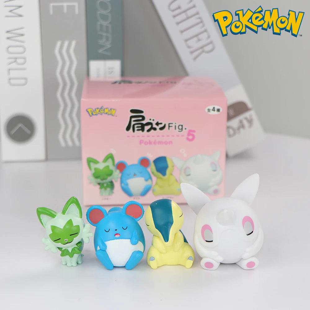 Pokemon Figure Toy Set – Sylveon, Mew, Fuecoco, Plusle, Minun | 4-6pcs Cute Collectible Desktop Decorations with Box