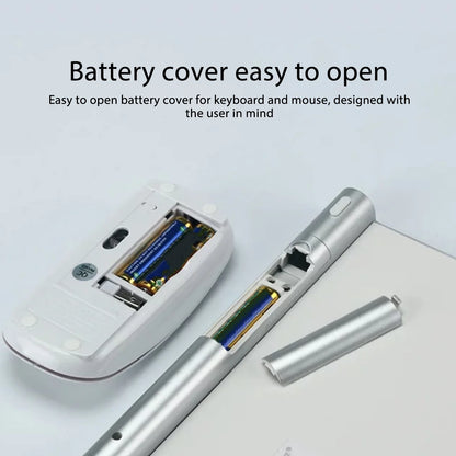 Slim Wireless Keyboard and Mouse Combo – Portable Silent Power-Saving Kit with LED Indicator for Home