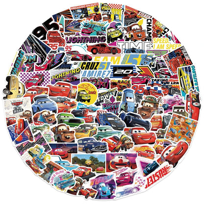 10/30/50/100PCS Disney Cars Lightning McQueen Stickers - Cartoon Decals for Laptops, Motorcycles, Luggage, Phones, and Travel Accessories