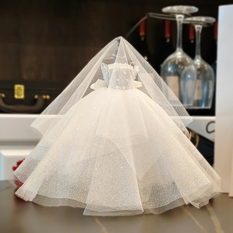 1/6 Mini Bride Doll Wedding Gown Set – Display Mannequin with Stand for Doll Clothes
