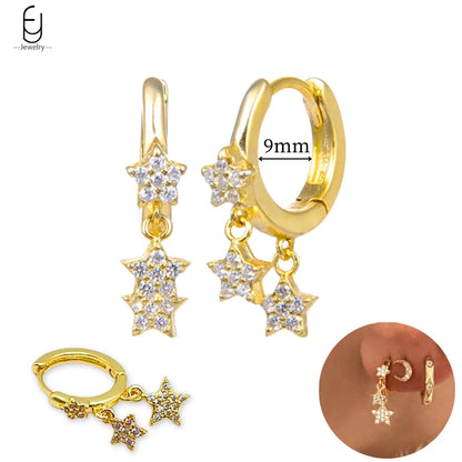 925 Sterling Silver Gold Tassel Earrings - Vintage Crystal Long Chain Hoop Jewelry for Women