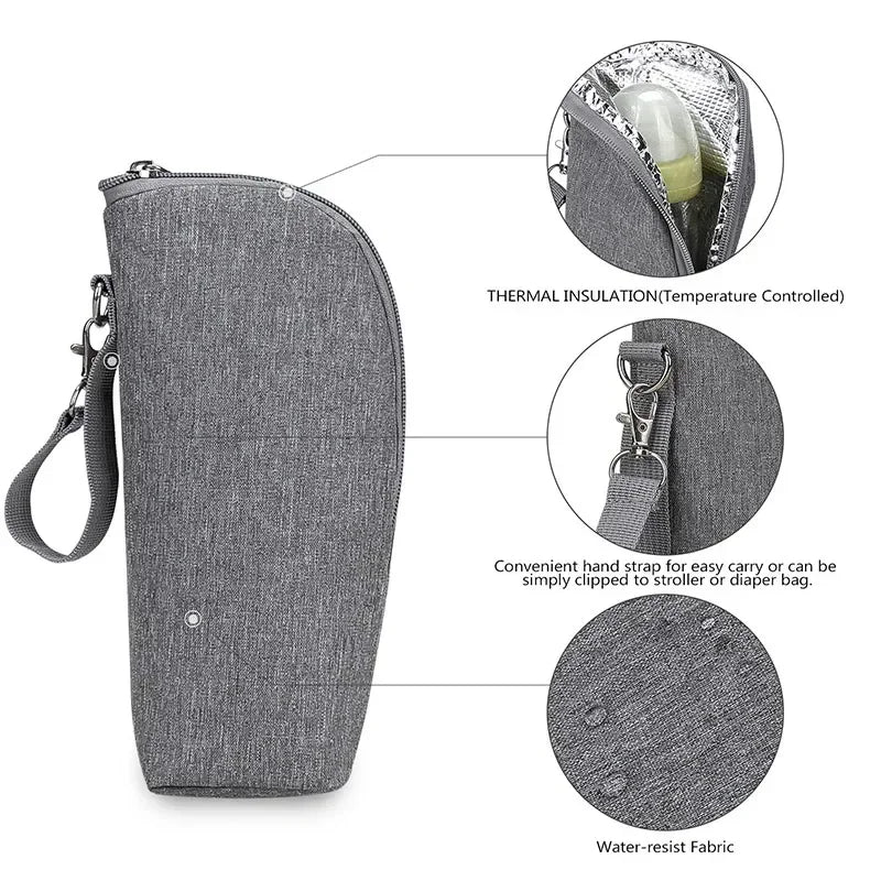 Baby Bottle Bag & Warmer – Aluminum Insulated Stroller Hanging Bag for Baby Feeding, Cups & Drinks Storage