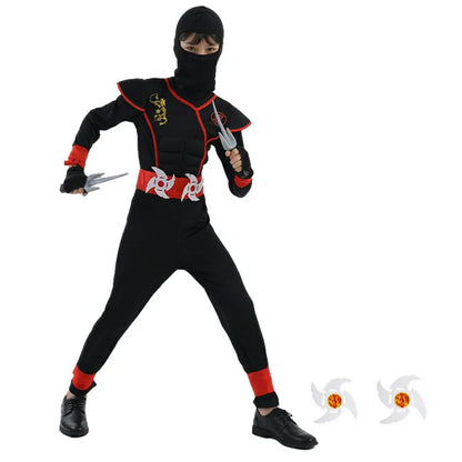 Kids Ninja Costume - Masked Warrior Anime Roleplay Outfit for Boys & Girls, Halloween Party Dress-Up Costume