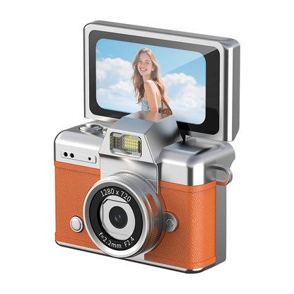 Ourlife Mini Keychain Camera - 1.47-Inch Flip Screen Retro CCD HD Digital Video Recorder