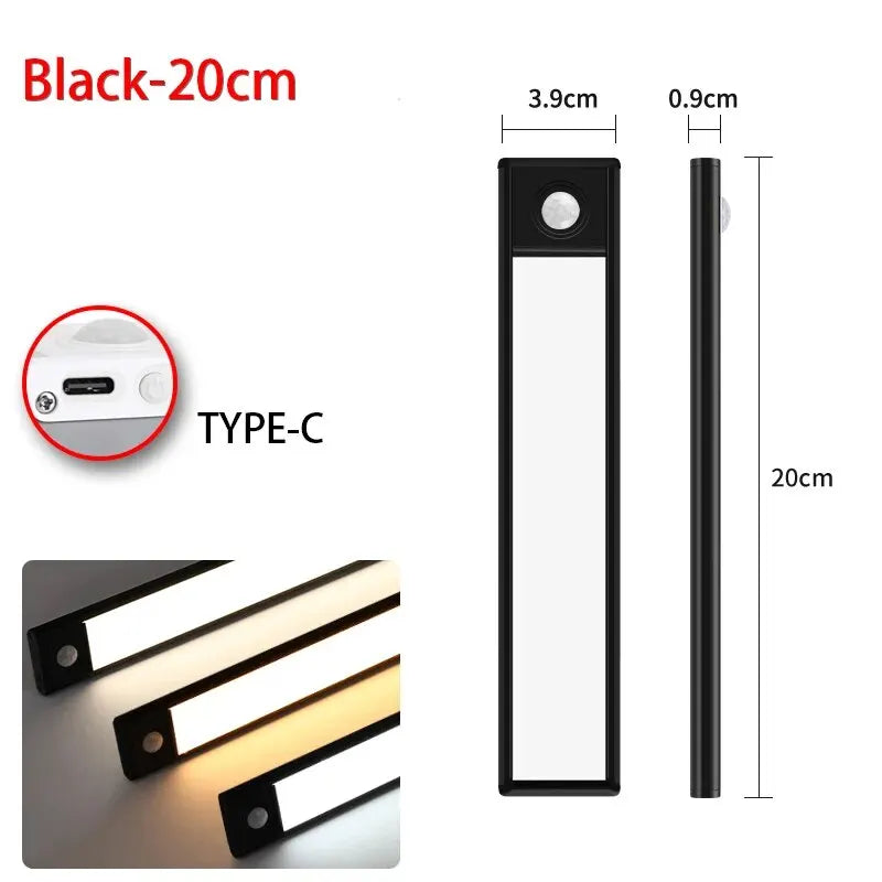 LED Motion Sensor Night Light - Wireless USB Rechargeable Under Cabinet Light for Kitchen, Bedroom & Wardrobe