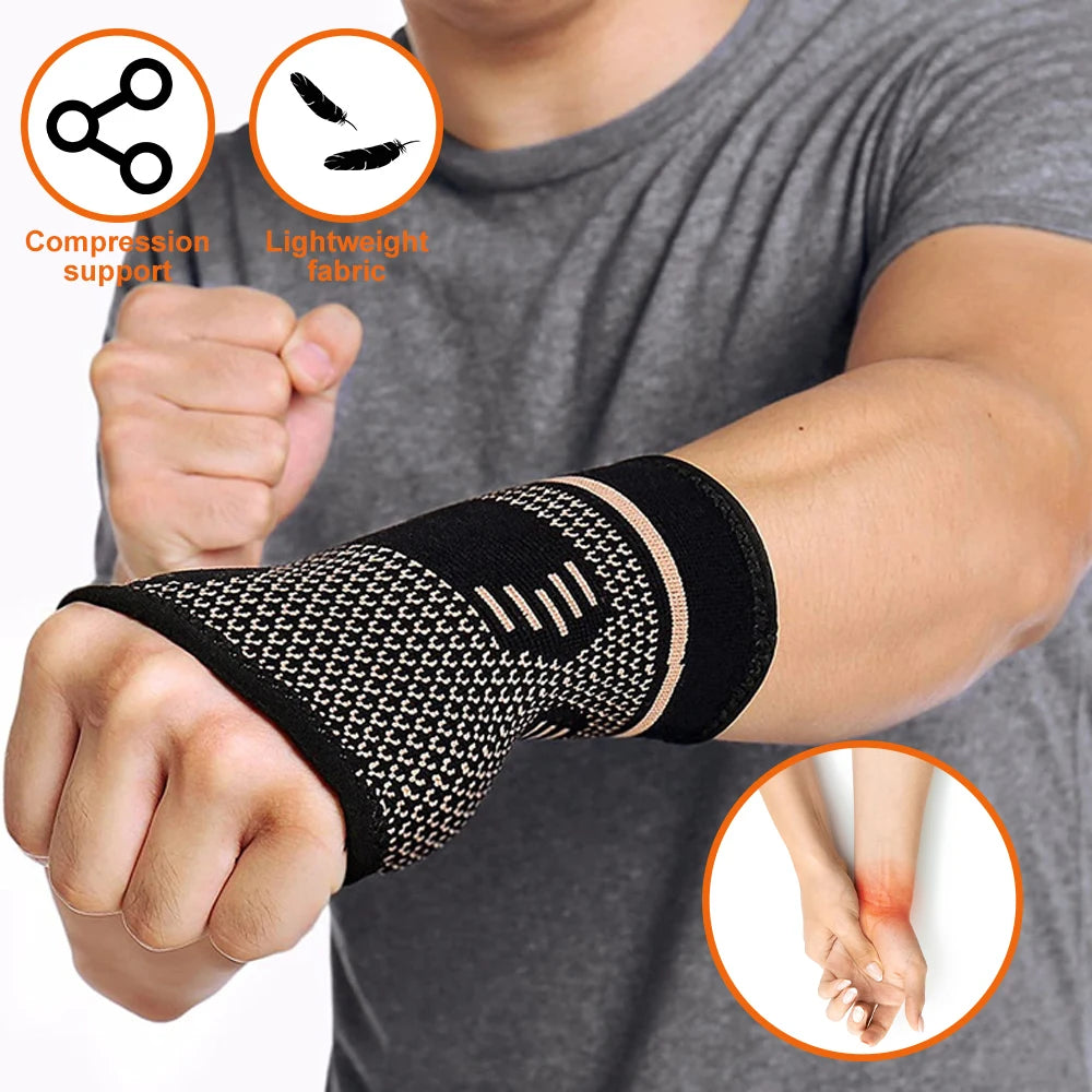 1PCS Copper Compression Gloves - Sports Wrist Guard Arthritis Gloves for Elastic Palm Brace, Fitness Wrist Support Wristband