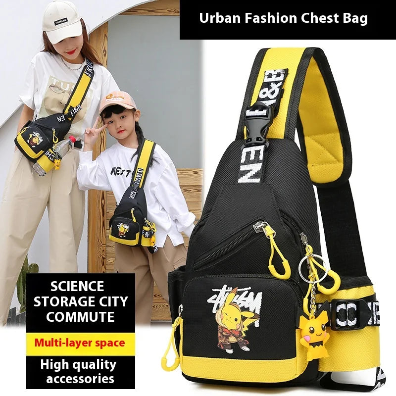 Children’s Glow-in-the-Dark Pikachu Shoulder Bag — Canvas Youth Sports Crossbody Chest & Waist Bag for Kids, Men & Women
