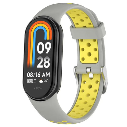 Two-Color Silicone Sport Strap for Xiaomi Mi Band 9 & 8 – Breathable Smartwatch Wristband Accessory