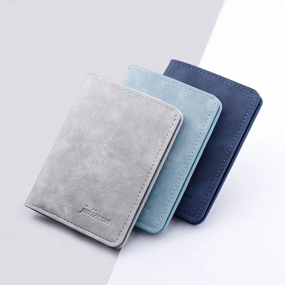 New Style Mini Thin Men's Wallet: Card Holder Purse Coin Pouch - Short Vertical PU Leather Wallet for Change and Money