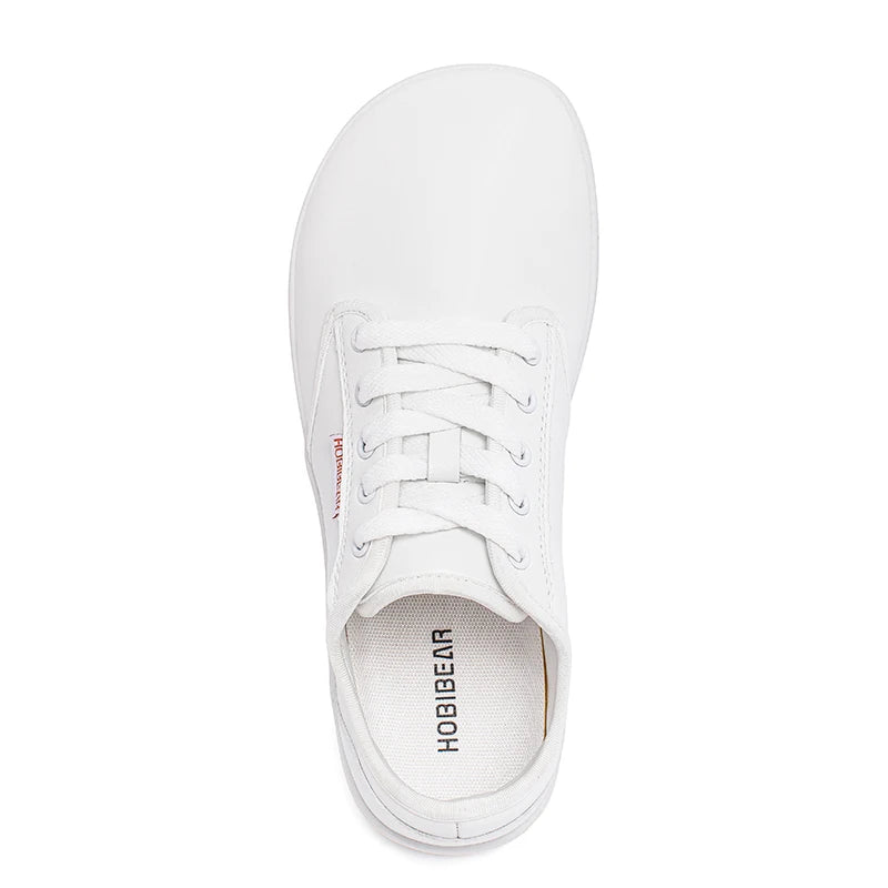 HOBIBEAR Wide-Toe Family Sneakers — Barefoot Minimalist Lace-Up Casual Walking Shoes with Hook & Loop Faux Leather