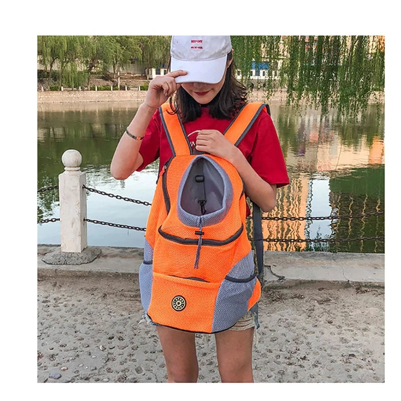 Double Shoulder Portable Travel Backpack - New Outdoor Pet Dog Carrier Bag with Mesh Front - Convenient Pet Dog Backpack for Adventures