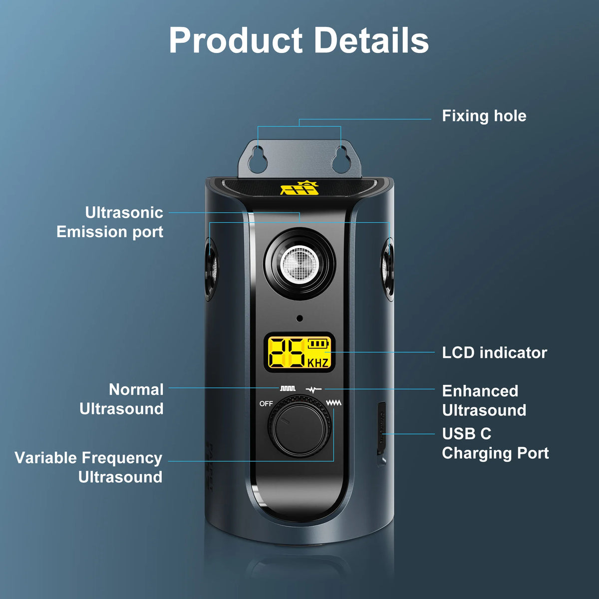 PATPET U13 Ultrasonic Dog Training Device - Portable Anti-Barking Tool with Solar Charging & Rechargeable Battery