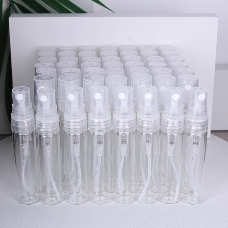 50-Pack 5ml Mini Glass Perfume Spray Bottles – Transparent High-Quality Portable Travel Sub-Bottles